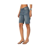 Edikted Women's Carpenter denim bermuda shorts