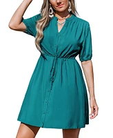 Cupshe Women's Urban Breeze Teal Mini Beach Dress