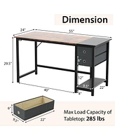 55-Inch Home Office Desk with 2 Drawers Hanging Hook-55 Inch