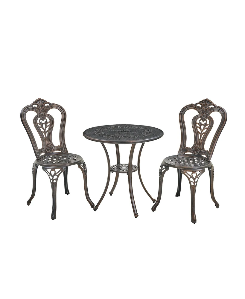 Patio Bistro Set of 3 Table and Chairs Outdoor Dining Chairs, Bronze