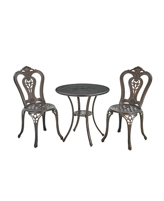 Patio Bistro Set of 3 Table and Chairs Outdoor Dining Chairs, Bronze