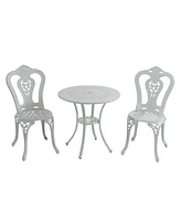 Patio Bistro Set of 3 Table and Chairs Outdoor Dining Chairs, Bronze
