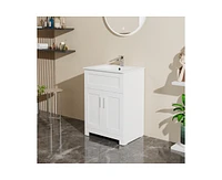 Casainc 24" White Sink Bathroom Vanity Laundry Cabinet Combo