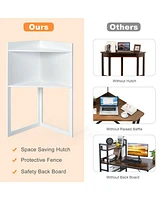 Corner Computer Desk with Hutch and Storage Shelves
