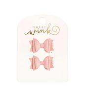 Sweet Wink Girls Blush Glitter Bow Clip Set