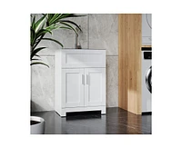 Casainc 24" White Paint Free Laundry Tub Cabinet w/ Stainless Steel Combo