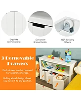 Kid Toy Storage Cabinet 3 Drawer Chest with Wheels Large Storage Cube Shelf