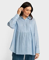 Seraphine Women's Maternity Pintuck Ticking-Stripe Shirt Top