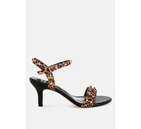Laro Studs & Pearls Detail Leopard Sandals