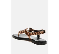 Venusa Leopard Print Buckled Flats