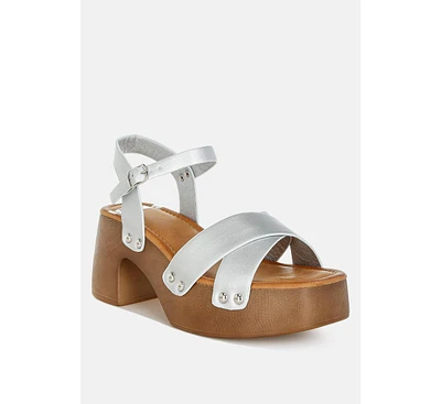 Morasa Metallic Pleather Clog Sandals