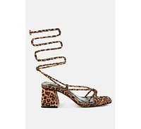 Piani Leopard Print Square Toe Heels