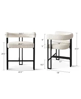 Set of 2 Modern Counter Stools, Boucle Upholstered Bar Chairs with Curved Armrests-Maison Boucle