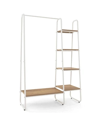 Clothes Rack Free Standing Storage Tower with Hanging Bar