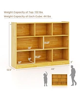 3-Tier Open Bookcase 8-Cube Floor Standing Storage Shelves Display Cabinet