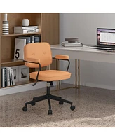 Pu Leather Office Chair with Rocking Backrest and Ergonomic Armrest