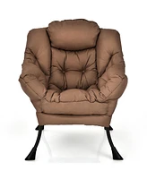 Modern Polyester Fabric Lazy Chair with Steel Frame and Side Pocket