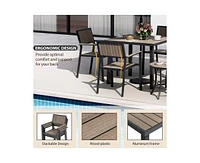 6-Piece Aluminum Outdoor Patio Dining Set with Square Table, Small Side Table and 4-Stackable Chairs