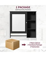Casainc Wall Mounted Bathroom storage Cabinet, Medicine Cabinets with large mirror door, adjustable shelves and three open levels(Not Include
