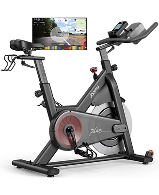 Joroto X2|X2PRO Exercise Bike, X4S Bluetooth Stationary Indoor Cycling Bike with Readable 100 Levels Magnetic Resistance, Plus 12.6 inch Tablet Bracke