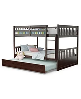 Full over Bunk Bed Platform Wood with Ladder