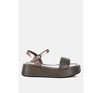 Nensis Rhinestone Embellished Flatform Sandals