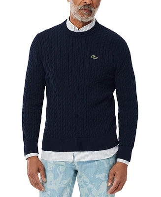 Lacoste Men's Regular-Fit Cable-Knit Crewneck Sweater