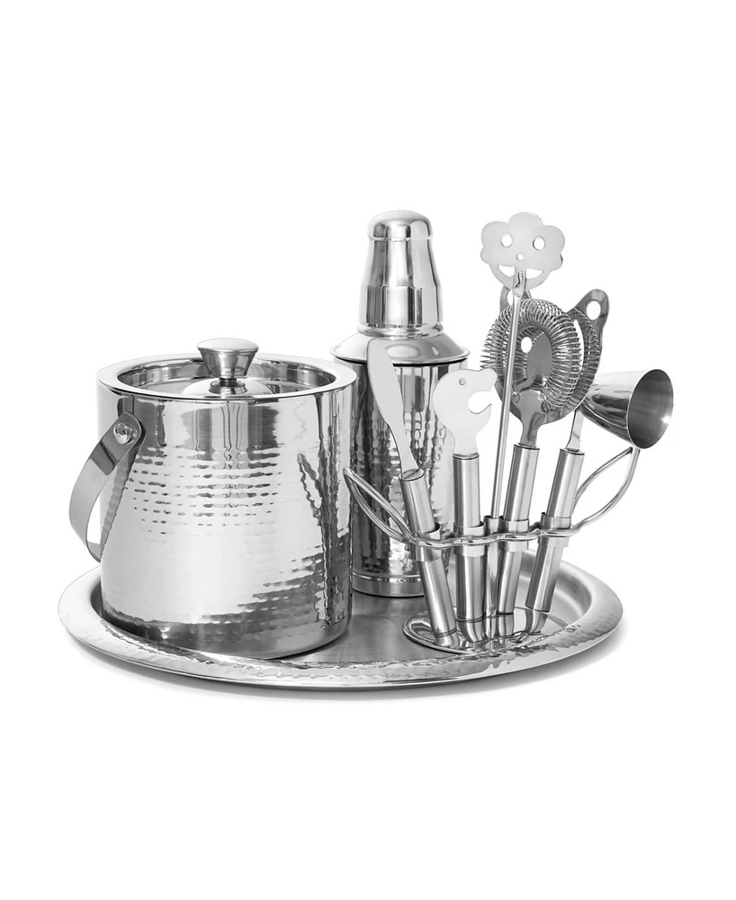 Godinger Hammered Stainless Steel 9-Pc. Barware Set