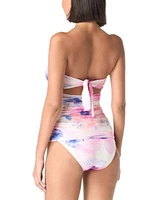 Carmen Marc Valvo Womens Shirred Tankini Top Ruched Bottoms