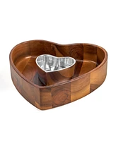 Nambe Eat Your Heart Out Chip and Dip, Set of 2