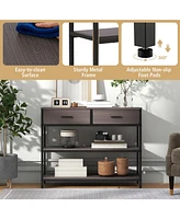 Console Table with Folding Fabric Drawers for Entryway