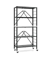 5-Tier Foldable Storage Shelf with Wheels