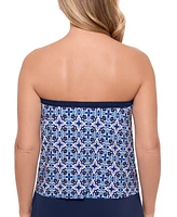 Swim Solutions Women's Printed Bandeau Scarf Hem Tankini Top, Exclusively at Macy's