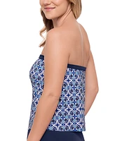 Swim Solutions Women's Printed Bandeau Scarf Hem Tankini Top, Exclusively at Macy's