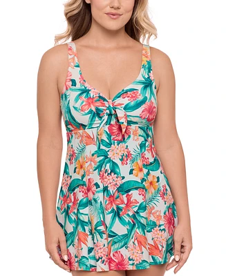 Swim Solutions Women's Bow Front Swimdress, Exclusively at Macy's