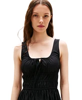 Tommy Jeans Women's Cotton Smocked-Waist Midi Dress