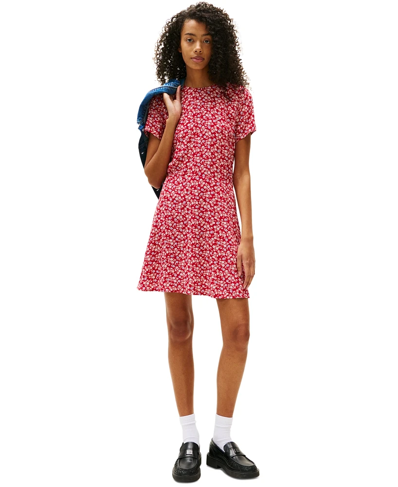 Tommy Jeans Women's Floral-Print Fit & Flare Mini Dress