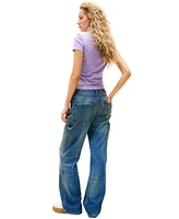 Tommy Jeans Women's Mia Cotton Mid-Rise Relaxed Straight Carpenter