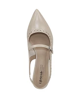 LifeStride Women's Marilyn Pointed Toe Kitten Heel Slingback Pumps