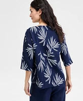 Charter Club Women's Bhavana Boat-Neck Linen Top, Exclusively at Macy's