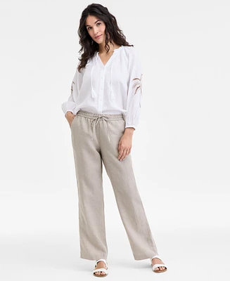 Charter Club Women's 100% Linen Drawstring Pants