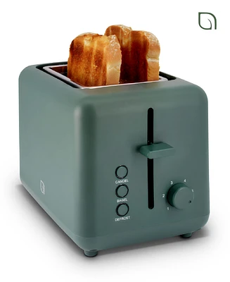 Willow Kitchen 2-Slice Toaster with Wide Slots - Perfect for Toast Bagels, Compact Design, Crumb Tray