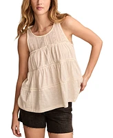 Lucky Brand Women's Lace Ruffle Tiered Tunic Top