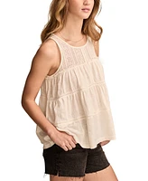 Lucky Brand Women's Lace Ruffle Tiered Tunic Top