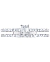 Diamond Emerald Cut Double-Row Engagement Ring (1/2 ct. t.w.) 14k White Gold