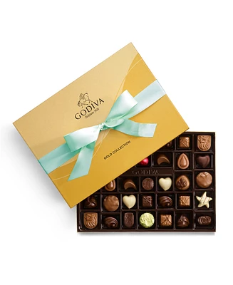 Godiva Assorted Milk Chocolate Gift Box with Aqua Ribbon, 36 Pieces