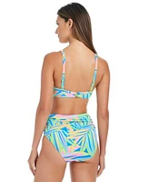 Bleu By Rod Beattie Womens On The Bright Side Printed Underwire Bikini Top High Waist Sarong Bikini Bottoms