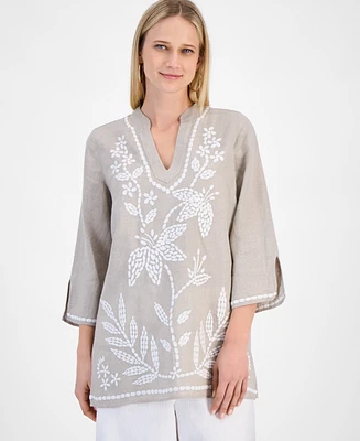 Charter Club Women's 100% Linen 3/4-Sleeve Tunic Top, Exclusively at Macy's