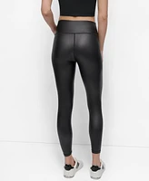 Dkny Women's Faux Leather High Waist 7/8 Legging Pants