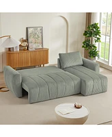 Convertible Sectional Sofa Couch, Modern Fabric 3 Seater L-Shaped Couch for Living Room, Apartment, Office, Small Space, (Grey)